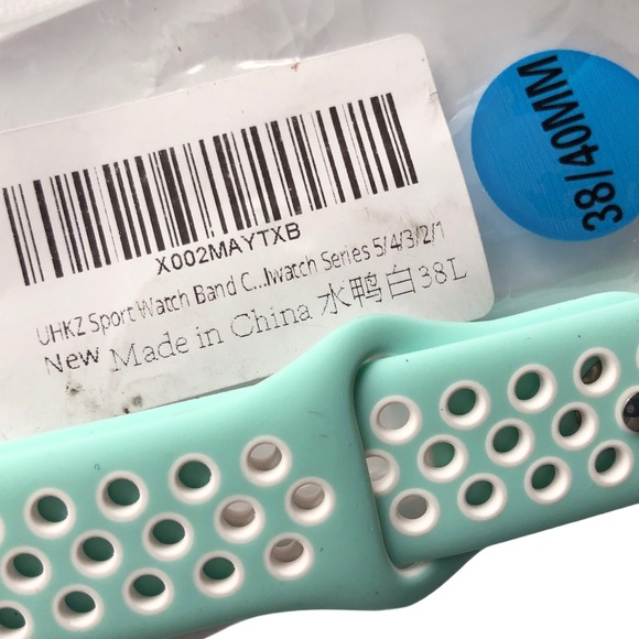 5/$20 NEW SEA FOAM Silicone Sport Band Apple Watch 38/40/41mm M/L Holes - Picture 4 of 7